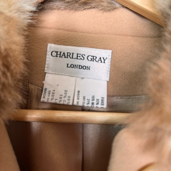 Vintage, Charles London,England made,  20% Cashmere,65% wool fur collar coat XL - Picture 7 of 7